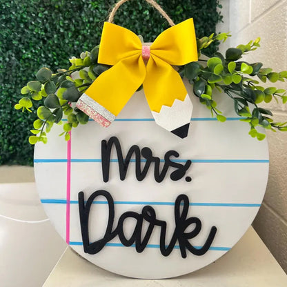Personalized Teacher Door Hanger, 3D laser cut, teacher sign