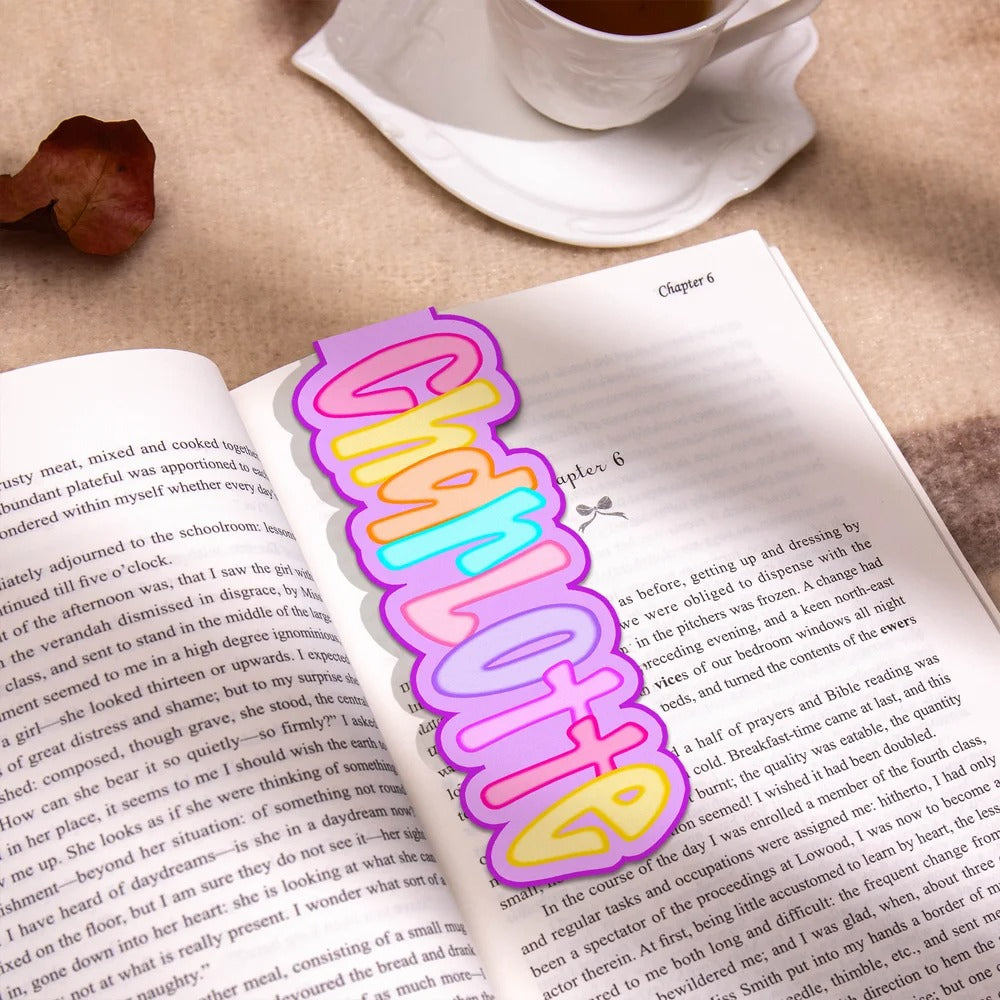 Personalized Flower Heart Bright Colored Letter Magnet Bookmark