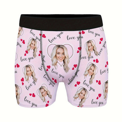 Custom Photo Print Boxer Briefs, High-Elastic Polyester
