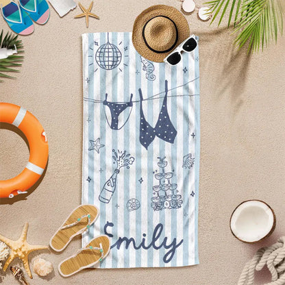 Personalized Bachelorette Towels, Girls Trip 2026, Custom Bride Squad Beach Towel