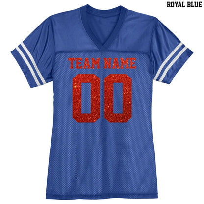 Custom Football Jersey / Red Glitter Flake Text