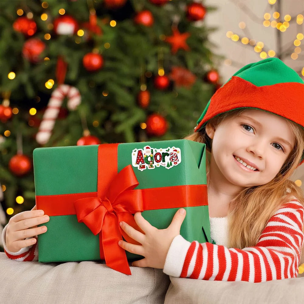 Personalized Santa Claus Elk Design Waterproof Stickers Labels