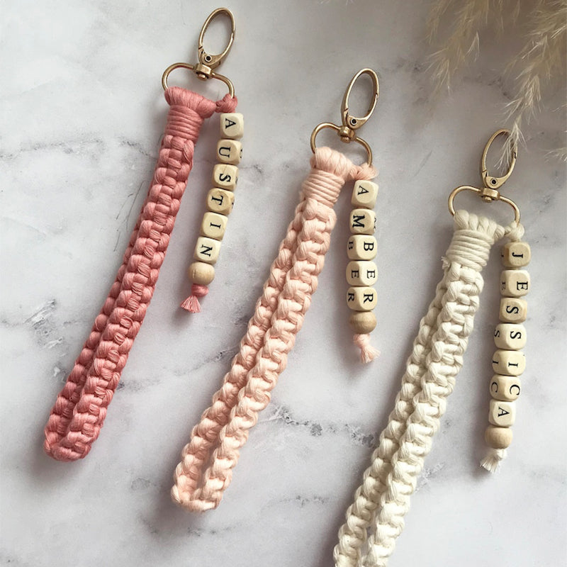 Boho Bracelet Name Keychain, Will You Be My Bridesmaid Gift