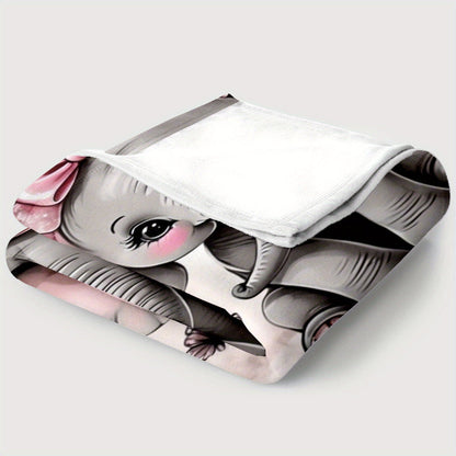 Custom 1pc Custom Name, Cute Elephant Pattern HD Print Blanket