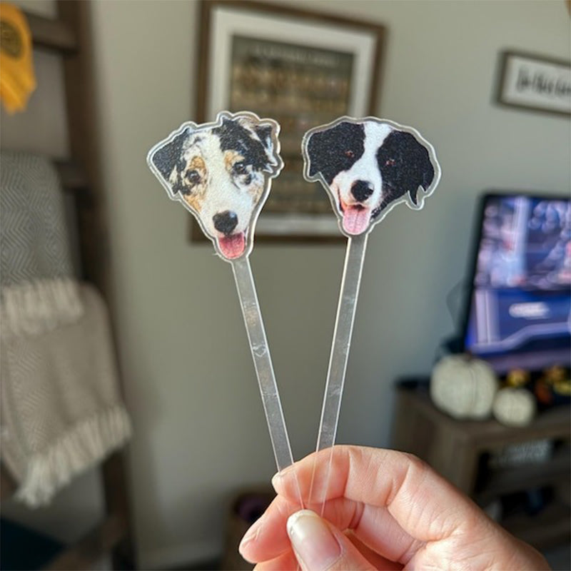 Printed Face Stir Stick, Acrylic Cocktail Sticks