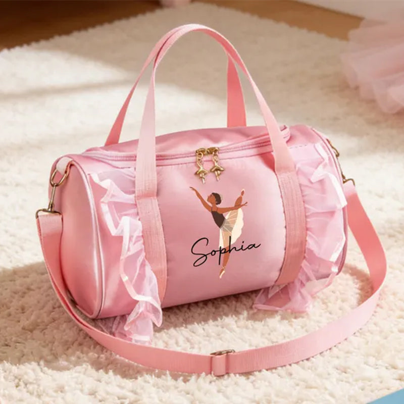 Personalized Ballerina Duffle Bag,Custom Name Gift for Her,Dance School Bag