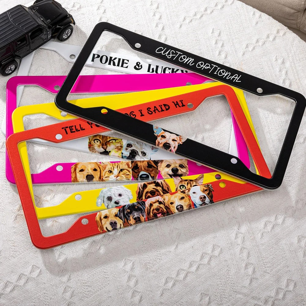 Personalized 1-5 Pet Photos  License Plate Frames