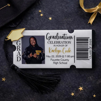 Graduation Ticket Invitation with Photo and Tassel