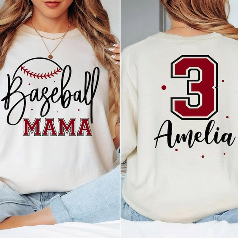 Comfort Colors Baseball Mama Shirt, Personalized Baseball Mom Tee