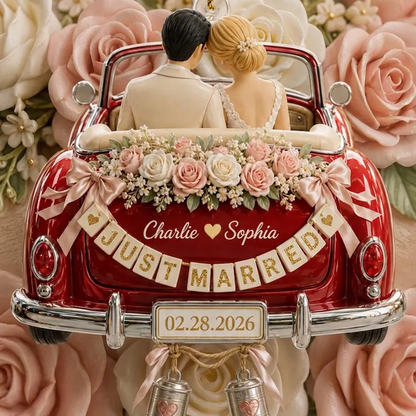 Personalized Just Married Wedding Car Ornament