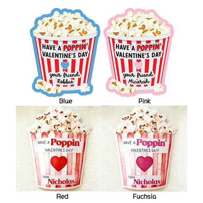 Valentine popcorn stickers,Valentine's Day stickers sets of 6