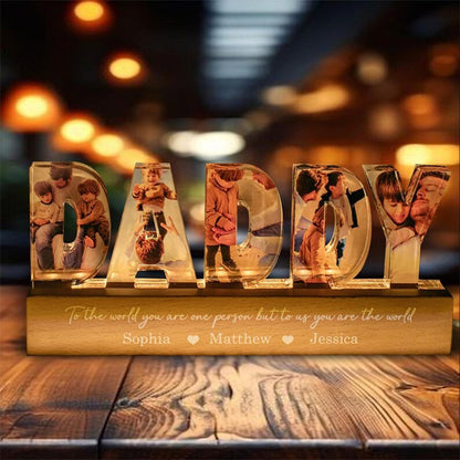 Daddy To Us You Are The World Photo Collage Personalized LED Night Light