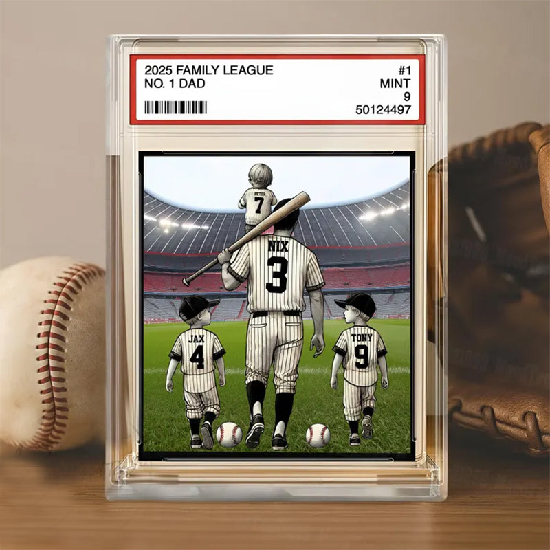 Baseball No. 1 Dad Grandpa Man & Kids Trading Card Style Personalized Acrylic
