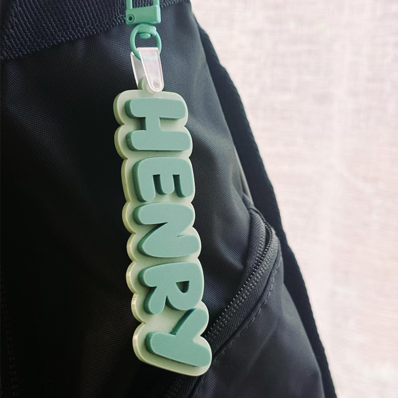 Personalised 2-Tone Keyring | Funky Bubble Style | Acrylic Backpack Tag | School Bag Tag
