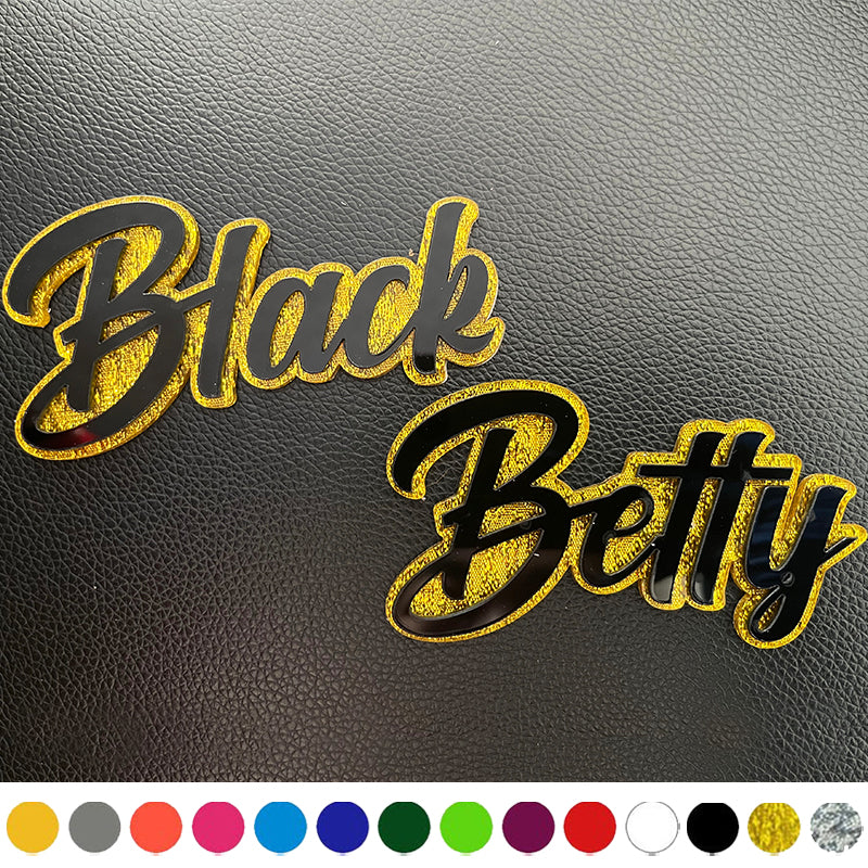 Custom Cursive Font Car Emblem - Custom Colors