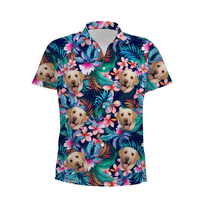 Personalized Photo Hawaiian Shirt Custom Dog Cat Face Holiday Tropical Pattern Shir