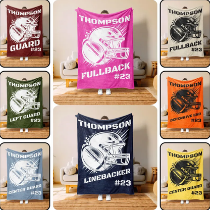 Football Blanket, Gift For Mom, Personalized Football Blanket