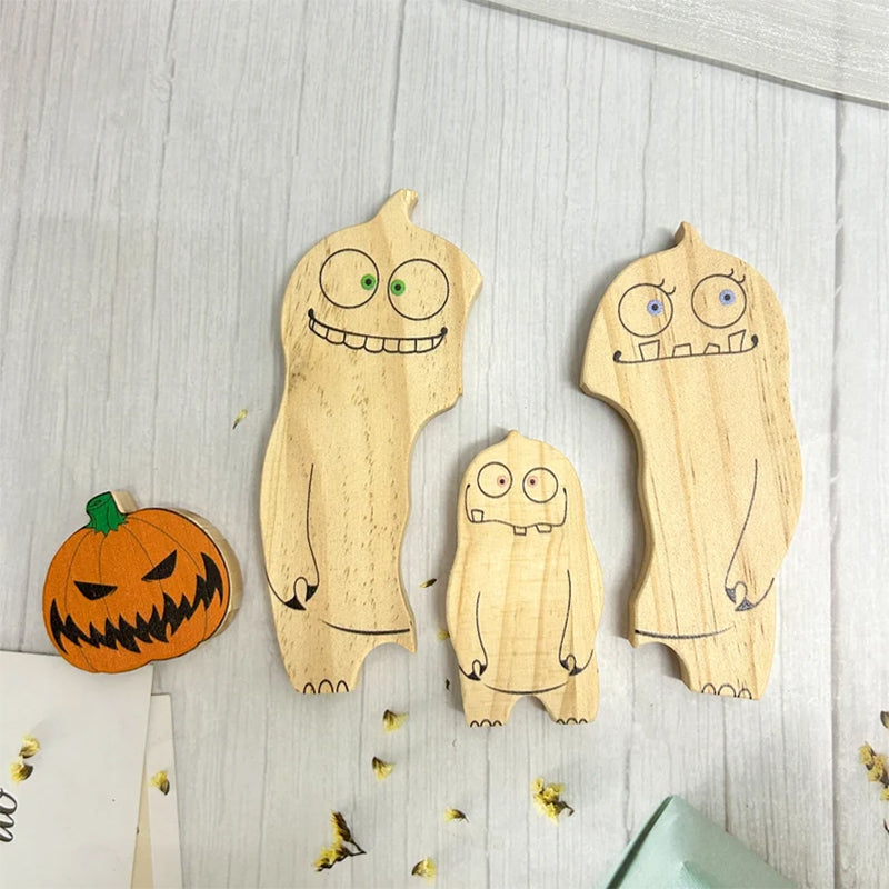 Halloween Cute Ghosts Family Puzzle Wooden Decor,Custom Name Wooden Ghost With Pumpkin