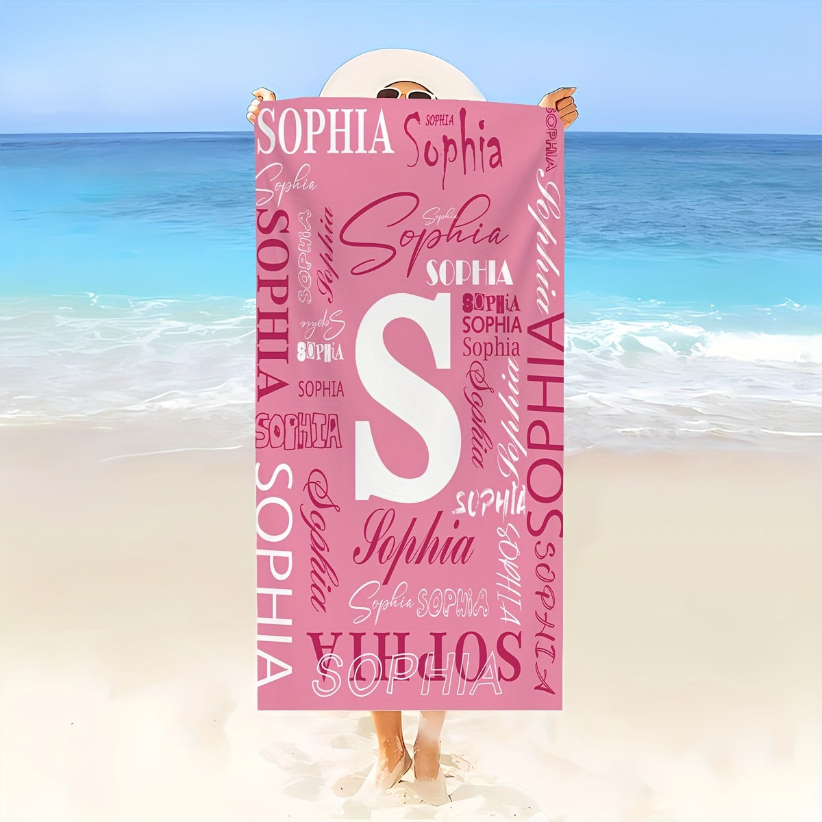 Customized Beach Towel, Fashionable Personalized Beach Blanket with Name