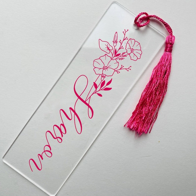 Custom Birth Flower Bookmark, Personalized Floral Bookmark for Women, Acrylic Bookmark Gift