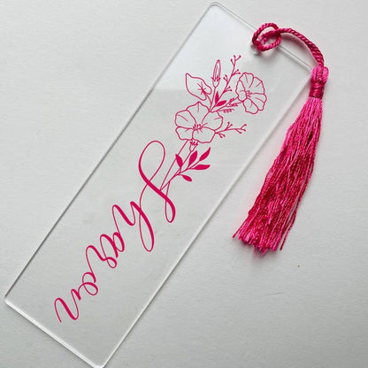 Custom Birth Flower Bookmark, Personalized Floral Bookmark for Women, Acrylic Bookmark Gift