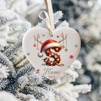 Personalized Christmas Initial Name Heart-Shaped Ornament