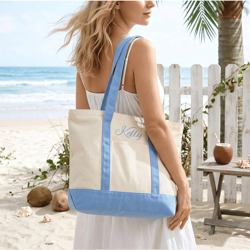 Custom Tote Bag, Bridesmaid Gift, Embroidered Canvas Tote Bag, Beach Bag, Bachelorette Gifts