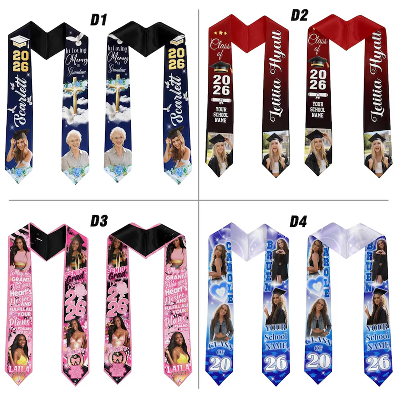 Custom Photo Graduation Stole: Personalized Class of 2026 Sash, Gift for Graduates