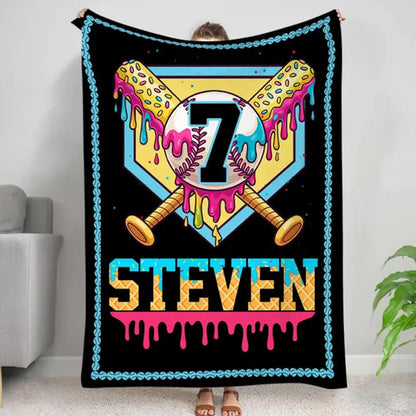Custom Ice Cream Drip Baseball Blanket