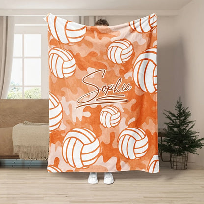 Customizable Camo Volleyball Blanket with Name