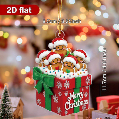 Personalized Gingerbread Family Christmas Ornament - Custom Names & Family Tree Design