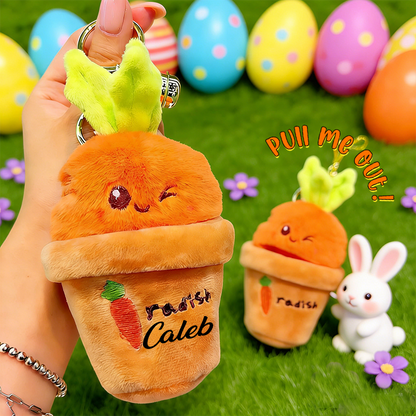 Personalized Easter radish .Pluckable radish plush toy keychain