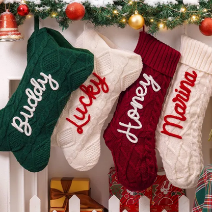 Personalized Christmas Stockings, Knitted Family Stockings with Name