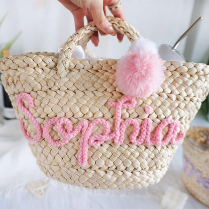 Personalized Straw Bridesmaid Handbag,Moroccan Basket