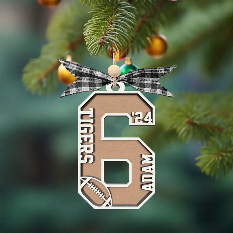 Football Number Christmas Ornament, Football Gifts
