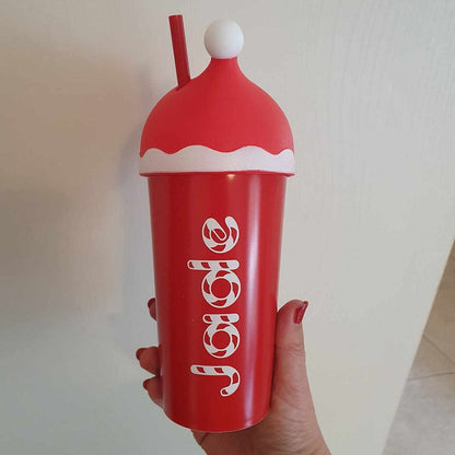 Personalised Christmas Tumbler, Christmas Cold Cup, Santa Hat Cup
