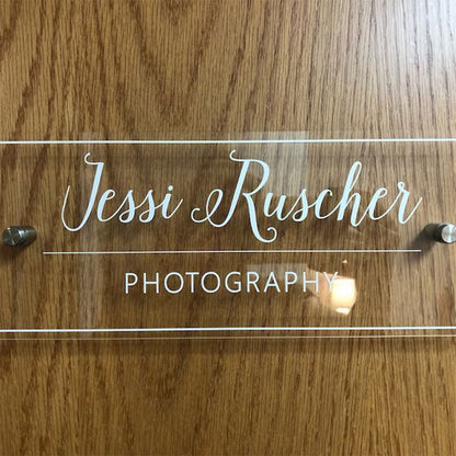 Door Name Plate CLEAR Acrylic  Reception Desk Business Sign Office Decor
