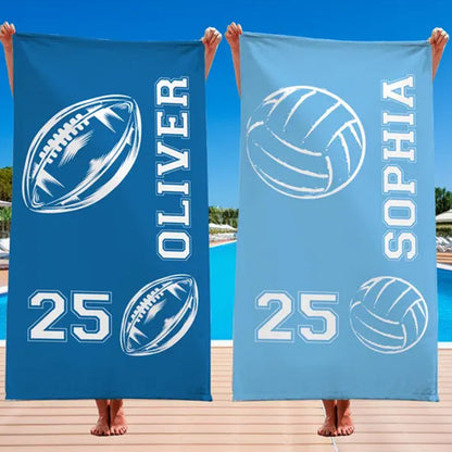 Custom Athletic Beach Towel, Sports Lover Pool Towel