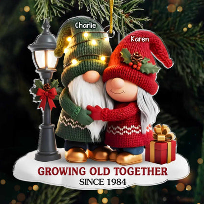 Custom Gnome Acrylic Ornament - Personalized Anniversary Christmas Wedding Gifts