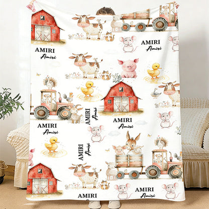 Personalized Farm Animal Baby Name Custom Blanket Gift Idea For Baby