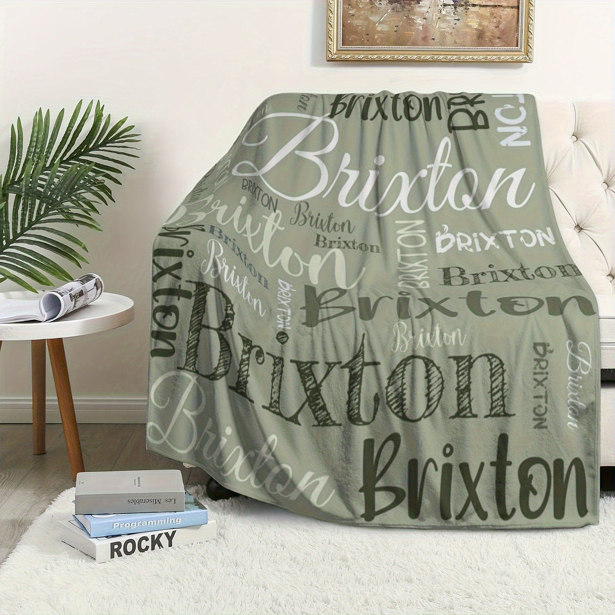 Personalized,Blankets  Soft & Cozy, All-Season Vintage Print in Pink & Black with White Text