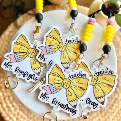 Personalized Teacher Lanyard, Teacher Bow Lanyard
