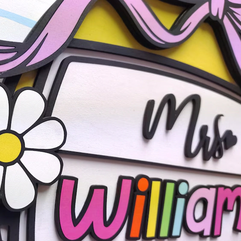 Door Welcome Sign, Teacher Name, Composition Decor