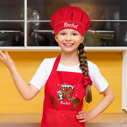 Personalized Cute Penguin Cookie Initial Adjustable Kid Apron
