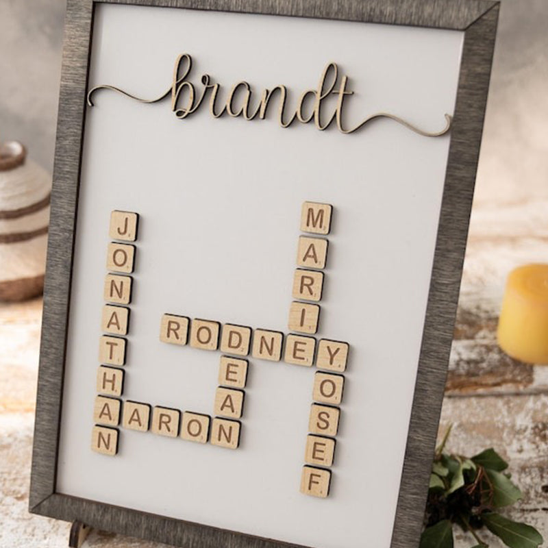 Personalized Family Name Crossword, Grandparents First Christmas Gift