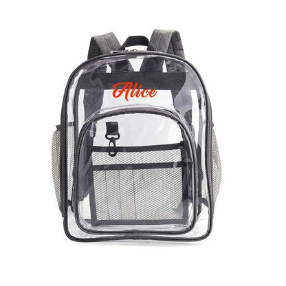 Clear Backpack, Personalized Name Heavy Duty PVC Transparent Backpack