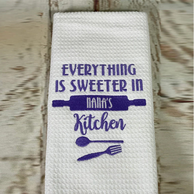 Grandma gift, Mothers day gift, Embroidered towel, kitchen towels