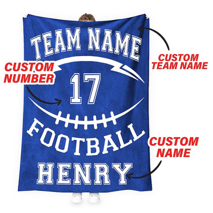 Personalized Football Blanket Custom, Custom Football Blanket with Name