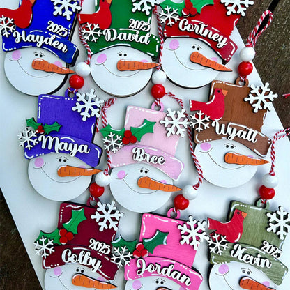 Personalized snowman, kid personalized ornament, Christmas stocking tag