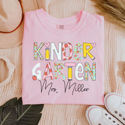 Personalized Kindergarten Teacher Comfort Colors Shirt